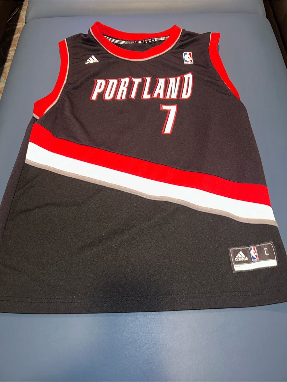 adidas Black & Red Portland Basketball Jersey #7 Brandon Roy